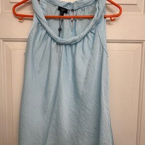 Talbots Blue Tank Top with Gathered Neckline